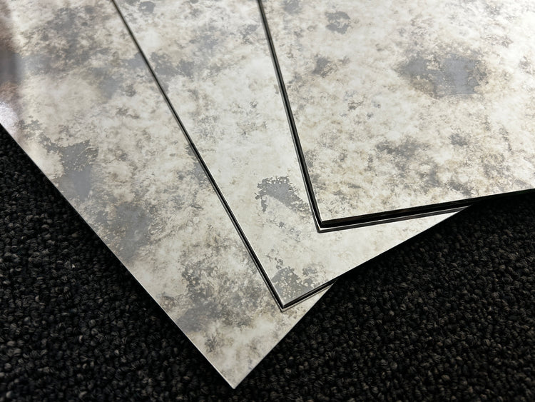 CLOSE UP OF THE OLD CHICAGO ANTIQUE MIRROR GLASS 12X12 TILES