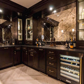 INSTALLED 14"X14" OLD CHICAGO ANTIQUE MIRROR GLASS TILES IN A DIAMOND PATTERN