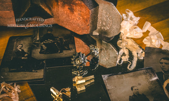 Bronze Renaissance Flower Antique Mirror Glass Rosette 3/4" Head